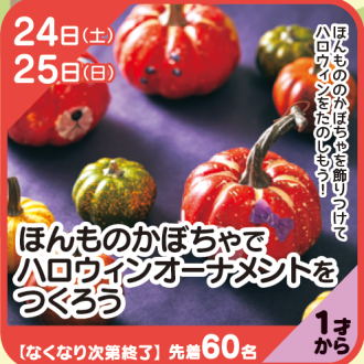 『あそびにっく』ほんものかぼちゃでハロウィンオーナメントをつくろう